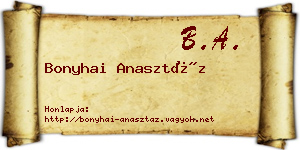 Bonyhai Anasztáz névjegykártya